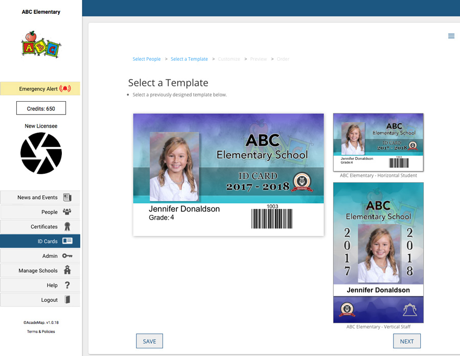 school id card with expiration date tradução